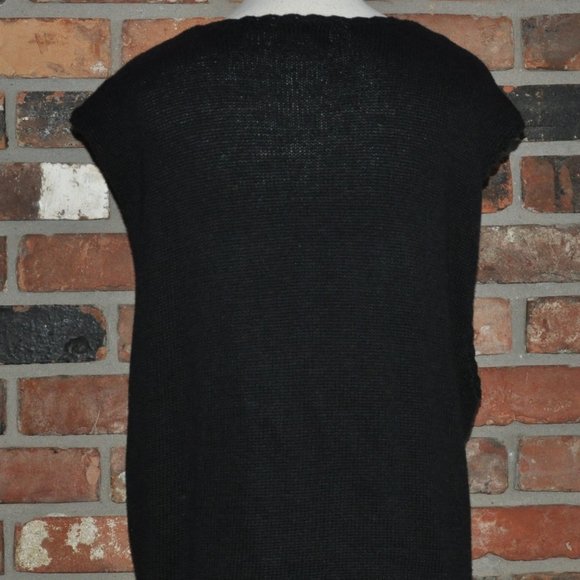 Vtg PBJ Sport BIRDS MultiColor Knit Button-Up Oversize Sweater Sleeveless Vest L - Picture 5 of 9